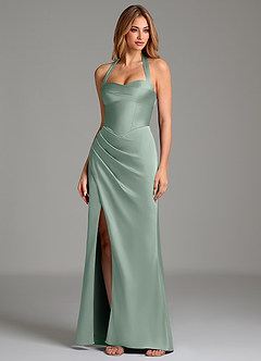 Azazie Serenity Bridesmaid Dresses Agave Mermaid Sweetheart Neckline Stretch Satin Dress image4