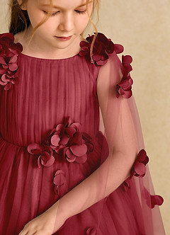 Azazie Staria Blumenmädchenkleider Ballkleid Gestreift Tüll Kleid Granatapfelrot image10