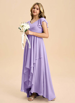 Azazie Caria Junior Lilac A-Line Pleated Chiffon Dress image5
