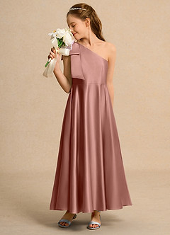 Azazie Guppy Girl Flower Girl Klänningar Klä A-Line i Matt satäng Ena axeln image4