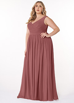 Azazie Keyla Bridesmaid Dresses Amethyst A-Line V-Neck Pleated Chiffon Dress image8