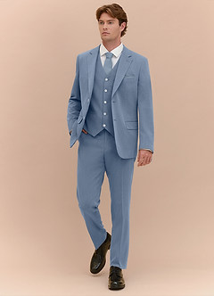 front William Stoffig Blauw 3-delig pak