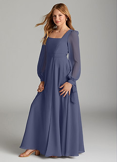 Azazie Leonia Junior Stormy A-Line with Pockets Chiffon Dress image4