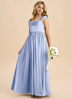 Azazie Hattie Junior Ice A-Line Pleated Stretch Satin Dress image6