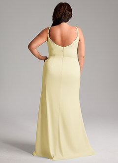Azazie Deandra Bridesmaid Dresses Lemon Sorbet Mermaid Pleated Stretch Satin Dress image8