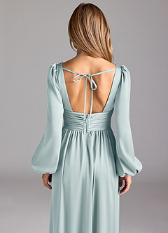 Azazie Norah Robes de demoiselle d'honneur Robe Trapèze en Satin extensible Brume image6