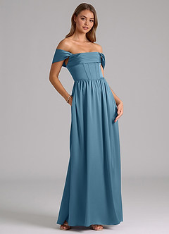 Azazie Hattie Bridesmaid Dresses Bermuda A-Line Corset Stretch Satin Dress image4