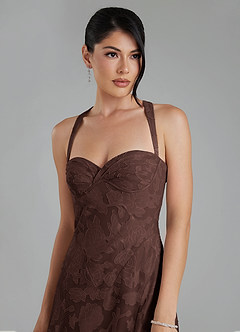 Azazie Bea Bridesmaid Dresses Ganache A-Line Corset Floral Burnout Dress image4