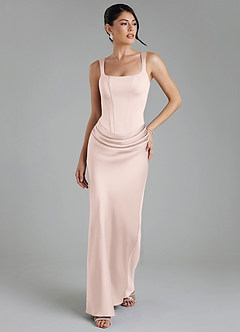 Azazie Etta Brautjungfernkleider Meerjungfrau-Linie Korsett Stretch-Satin Kleid Zartrosa image5