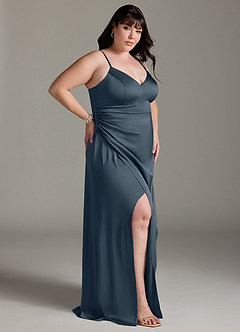 Azazie Marchella Bridesmaid Dresses Twilight A-Line Corset Stretch Satin Dress image9