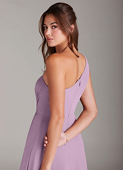 Azazie Brooke Brudtärnklänningar Klä av A-Linje i Chiffong Ena axeln Blåregn image6