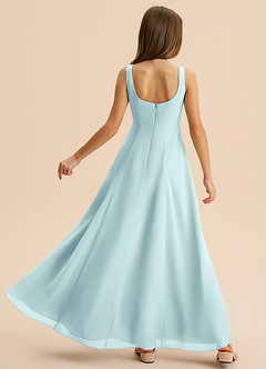 Azazie Lambie Junior Sea Glass A-Line Pleated Chiffon Dress image8