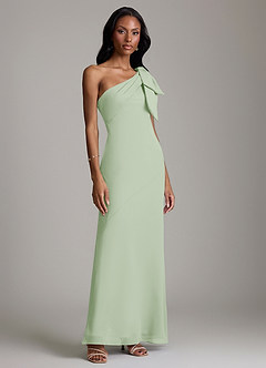 Azazie Yuanna Bridesmaid Dresses Dusty Sage Mermaid One Shoulder Chiffon Dress image4