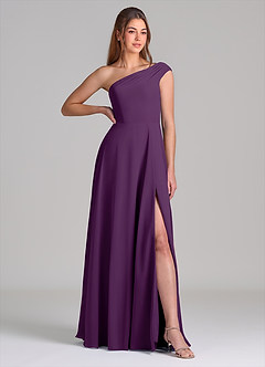 Azazie Melanie Suknie dla druhen Linia A Zza ramienia Szyfon Do ziemi Sukienka image4