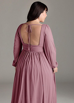 Azazie Norah Bridesmaid Dresses Vintage Mauve A-Line V-Neck Long Sleeve Chiffon Dress image13