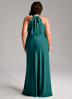 Azazie Doretta Bridesmaid Dresses Peacock Mermaid Pleated Stretch Satin Dress image5