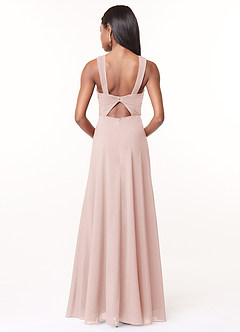 Azazie Brandie Bridesmaid Dresses Blushing Pink A-Line Pleated Stretch Chiffon Dress image2