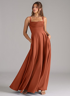 Azazie Shaude Brautjungfernkleider A-Linie Plissee Stretch-Satin Kleid Zedernrose image3