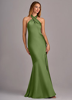Azazie Lorena Bridesmaid Dresses Juniper Mermaid Pleated Stretch Satin Dress image3