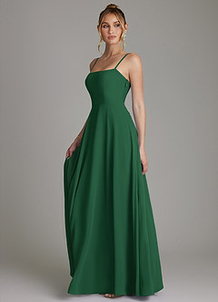 Azazie Elita Bridesmaid Dresses Dark Green A-Line Pleated Chiffon Dress image5