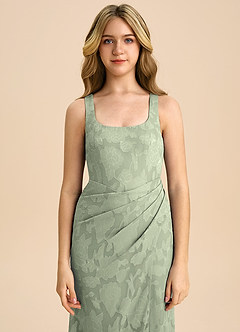 Azazie Mero Junior Vestido Agave de Esgotamento Floral de Bainha com Plissado image7