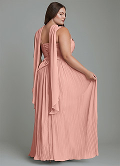 Azazie Stephanie Robes de demoiselle d'honneur Robe Trapèze en Satin extensible Plissé Rosette image16