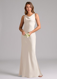 Azazie Allettie Bridesmaid Dresses White Alabaster Mermaid Stretch Satin Dress image3