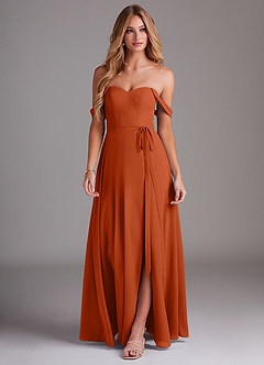 Azazie Aaron Final Sale Burnt Orange A-Line Off the Shoulder Chiffon Convertible Dress image4