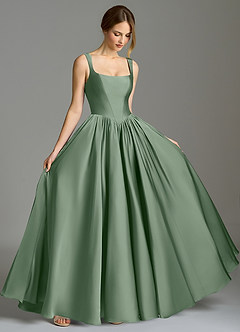 Azazie Verina Bridesmaid Dresses Matcha A-Line Pleated Stretch Satin Dress image5