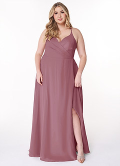 Azazie Davis Bridesmaid Dresses Vintage Mauve A-Line V-Neck Chiffon Dress image7