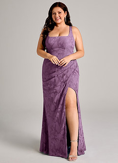 Azazie Mero Bridesmaid Dresses Wisteria Sheath Pleated Floral Burnout Dress image9