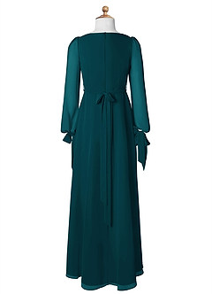 Azazie Leonia Junior Pine A-Line with Pockets Chiffon Dress image8
