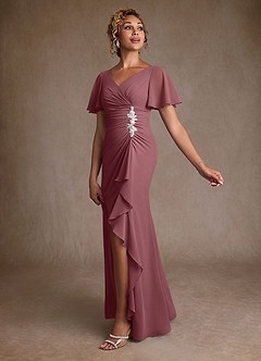 Azazie Suffolk Mother of the Bride Dresses Desert Rose A-Line Pleated Chiffon Dress image2