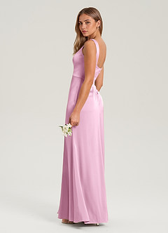 Azazie Frostine Bridesmaid Dresses Candy Pink A-Line Bow Stretch Satin Dress image3