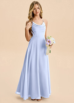 Azazie Gia Junior A-Linie Plissee Chiffon Kleid Eis image5