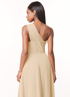 Azazie Ashley Bridesmaid Dresses Champagne A-Line Ruched Chiffon Dress image3