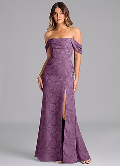 Azazie Saige Bridesmaid Dresses Wisteria A-Line Off the Shoulder Floral Burnout Convertible Dress image1