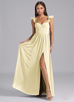 Azazie Denisse Suknie dla druhen Linia A Marszczony Szyfon Do ziemi Sukienka image4