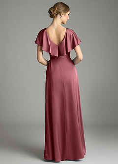 Azazie Lainey Vestidos de damas de honor Vestido de Rosa Del Desierto de Satén Elástico de Corte en A con Con bolsillos image7