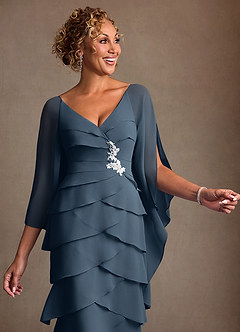 Azazie Arabinda Mother of the Bride Dresses Neptune Sheath Ruched Chiffon Dress image5