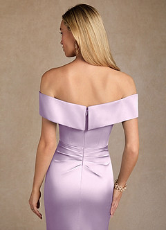 Azazie Laredo Mother of the Bride Dresses Frosted Lilac Mermaid Off the Shoulder Stretch Satin Dress image7