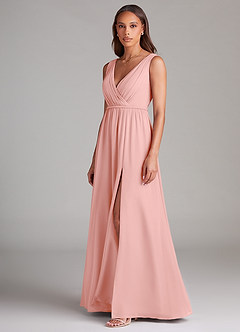 Azazie Tanicia Bridesmaid Dresses Rosette A-Line Pleated Chiffon Dress image2
