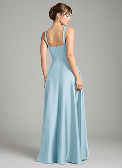 Azazie Shaude Bridesmaid Dresses Sky Blue A-Line Pleated Stretch Satin Dress image2