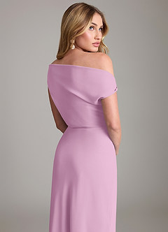 Azazie Emerson Jurken voor bruidsmeisjes Jurk van Chiffon met Kolom Off the Shoulder Snoep Roze image3