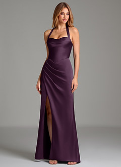 Azazie Serenity Bridesmaid Dresses Plum Mermaid Sweetheart Neckline Stretch Satin Dress image4