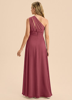 Azazie Skye Junior Merlot A-Line Pleated Chiffon Dress image2