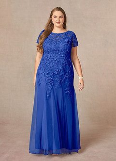 Azazie Laurie Mother of the Bride Dresses Royal Blue Mermaid Scoop Sequins Tulle Dress image8
