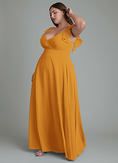 Azazie Leilani Bridesmaid Dresses Butterscotch A-Line Pleated Chiffon Dress image10