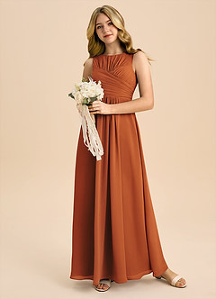 Azazie Skyla Junior Klä av A-Line i Chiffong Plisserad image5