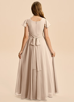 Azazie Cady Junior Taupe A-Line Pleated Chiffon Dress image2